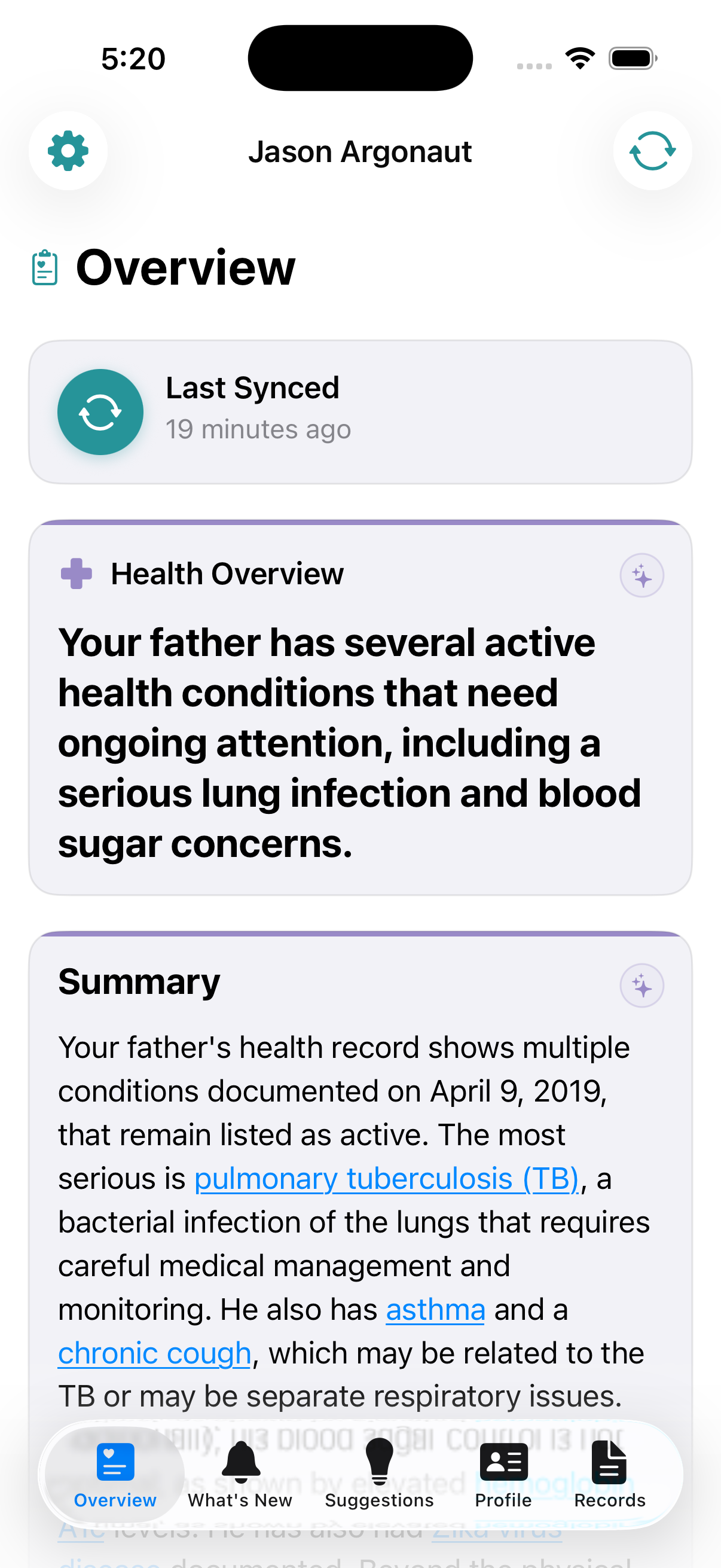 Overview screen
